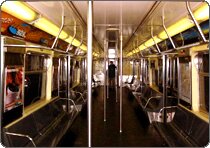 A subway car, don't ever expect to see one this empty!